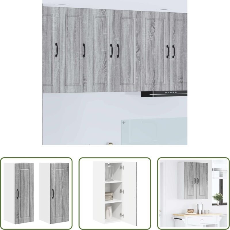 Holzschrank - Küchenschrank 2 pcs Graues Sonoma 30 x 31 x 80 cm Holzwerkstoff