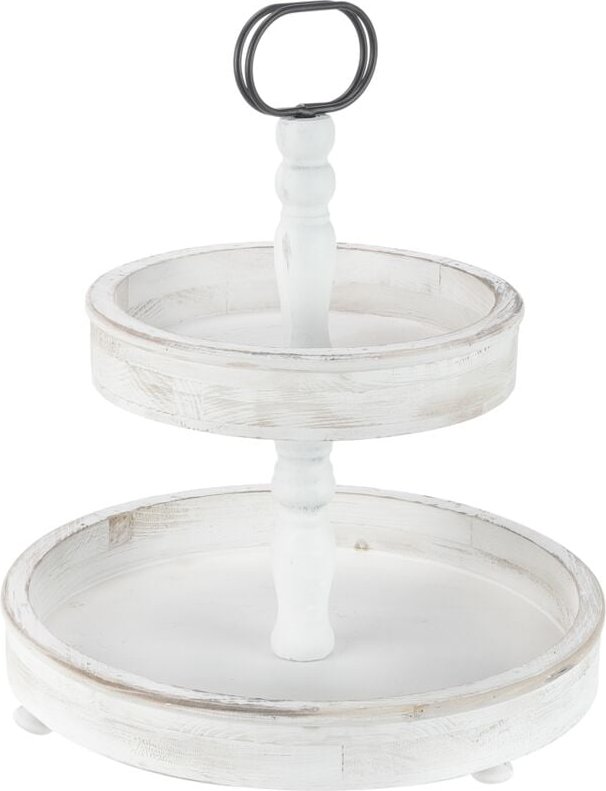 Etagere 2 Stöckig Servierplatte Weiß Servierständer Standetagere Etagenständer Obstschale Gebäckschale Vintage Kuchensta...