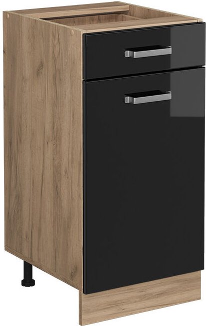 Vicco - Küchenunterschrank R-Line, Schwarz Hochglanz, 40 cm ohne Arbeitsplatte