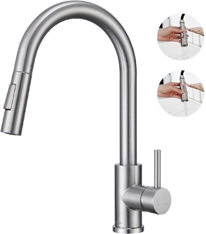 Küchenarmatur Ausziehbar Mit 2 Strahlarten Mischbatterien für die Küche 360° Drehbare Küchenwasserhahn Edelstah Einhebel...