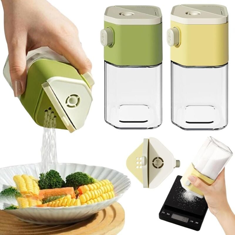 Set di 2 contenitori per spezie predosati, scatola per spezie, adatta per spezie, pepe, zucchero, farina di frumento, co...