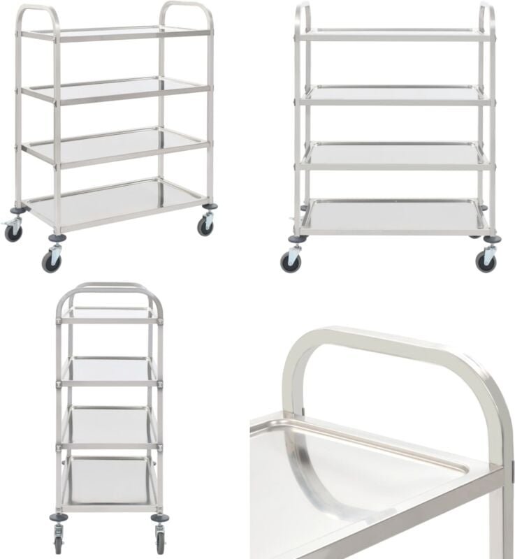 4-Stufiger Servierwagen 107 x 55 x 125 cm Edelstahl - Küchenwagen - Servierwagen - Edelstahl - Rollwagen - Barwagen - Ho...