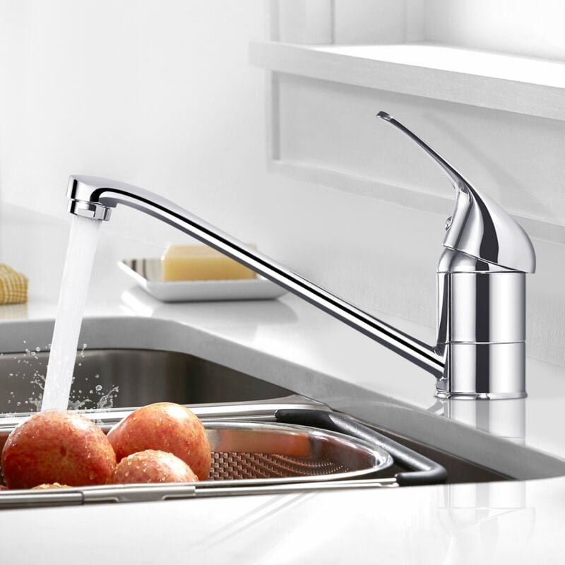 Wasserhahn Küche Silber, Küchenarmatur mit 360° Drehung, Armatur küche aus Messing, Spültischarmatur Küche mit 60CM Heiß...