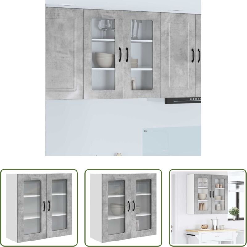 Küchenregal Beton Grau - Küchenschrank Kalmar Beton Grau 80 x 31 x 80 cm Holzwerkstoff