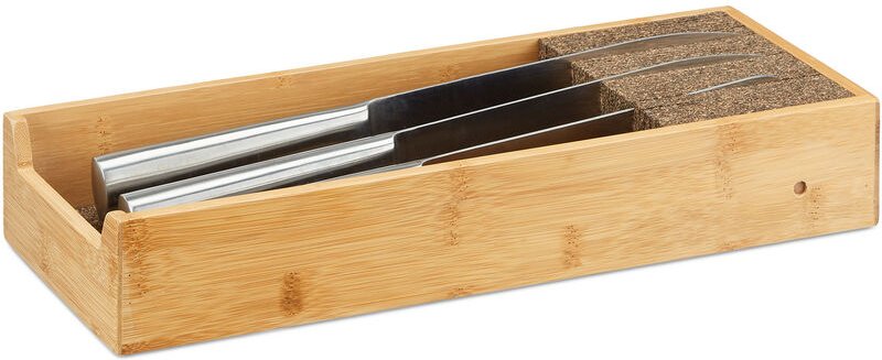 Messerhalter Bambus, Schubladeneinsatz für Messeraufbewahrung, Schubladenorganizer, hbt: 6,5x38x15,5cm, natur - Relaxday...