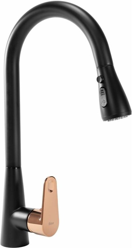 Rea Küchenarmatur Mild Schwarz Matt Rosegold