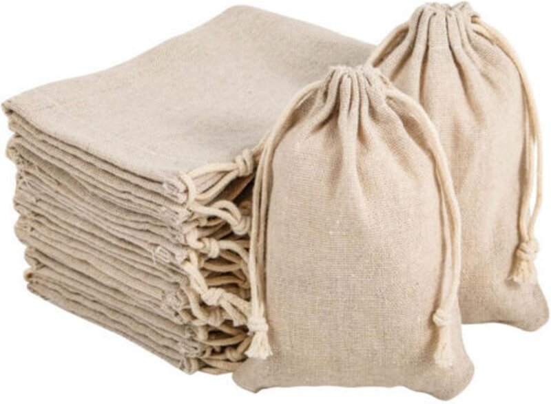 50 Stück Baumwollfilterbeutel 10×12 cm, wiederverwendbare Stoffbeutel aus Jute mit Kordelzug zum Aufbrühen von Tee, Würz...