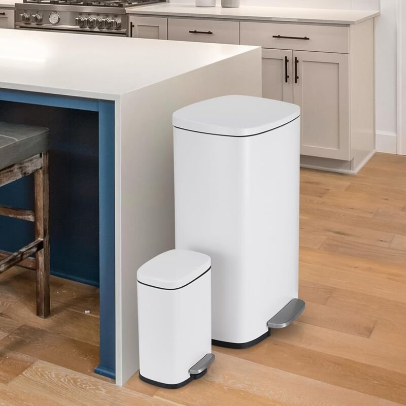 Liferun - Küchenabfalleimer Mülleimer Treteimer Abfalleimer Trennmülleimer 50 Liter + 5 Liter,mit geräuschlosem Deckel- ...