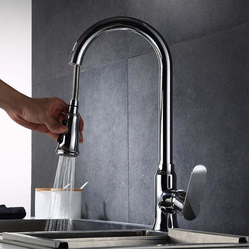 Küchenarmatur mit 360° schwenkbarer Sprühfeder mit Schläuchen, Einhebel-Spültischarmatur, Kalt- und Warmwasser erhältlic...