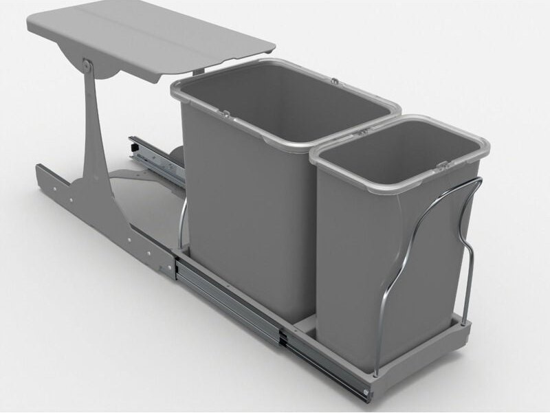 Victory - Auszug Einbau-Abfallsammler 24 Liter grau mit Vollauszug ab 300 mm Schrank