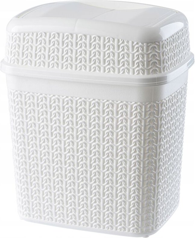 Kadax - Kosmetikeimer aus Kunststoff, Abfalleimer mit Schwingdeckel, 5L, weiß