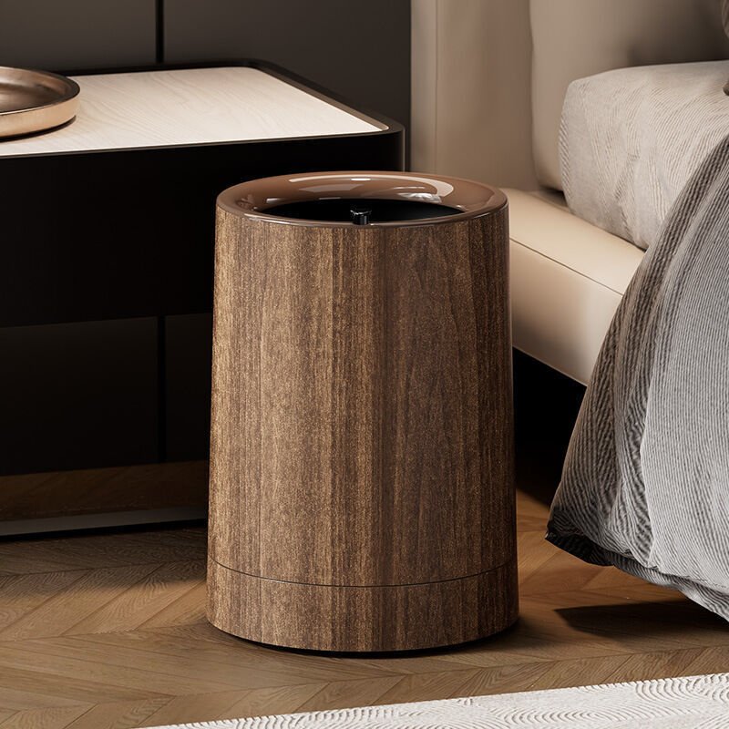 Abfalleimer in Holzoptik, neuer, eleganter Vintage-Stil im chinesischen Stil, 12 Liter, mit Rollen, für den Innenbereich...