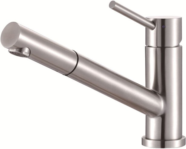 Victory Einhebelmischer mit Schlauchbrause - Edelstahl matt gebürstet, Niederdruck, Keramikkartusche