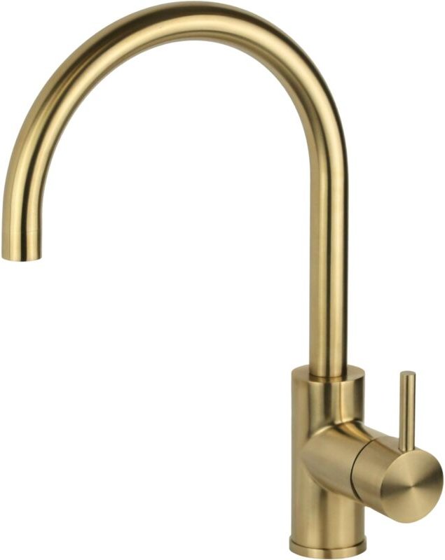 Pollini Acqua Design - Küchenmischer aus gebürstetem goldfarbenem Edelstahl PVD-Beschichtung rundem verstellbarem Auslau...