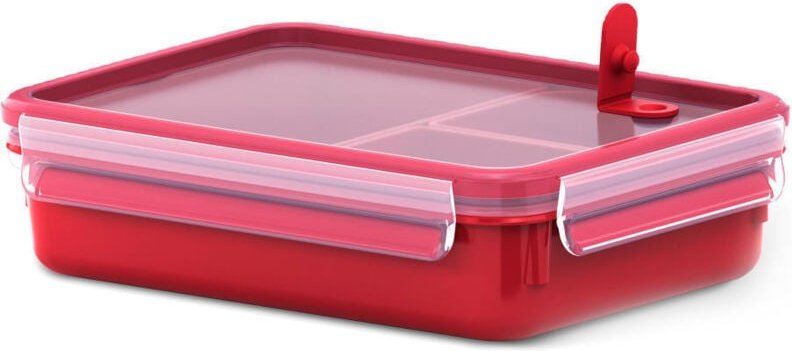 Emsa Clip & Micro Mikrowellendose, Gefrierdose, Dose, Frischhalte Box, Clipbox, Kunststoff, Rot, 1.2 L, 517775