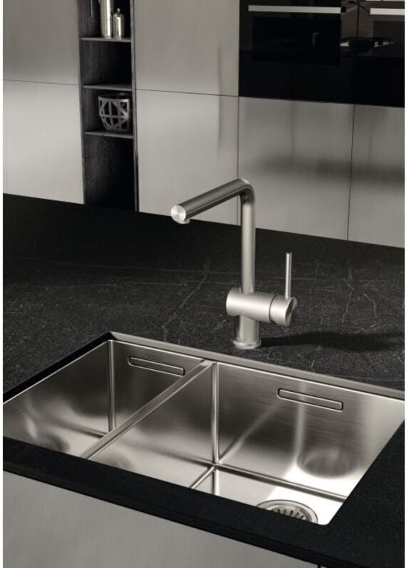 Kludi - l Steel - Waschtischarmatur, Edelstahl gebürstet 45803F877