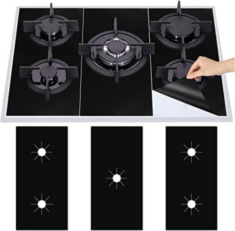 Vtizikl 3Pcs Plaque de Cuisson à Gaz Protection en Téflon, Tapis de Cuisinière à Gaziniere Gaz Réutilisables, Protection...