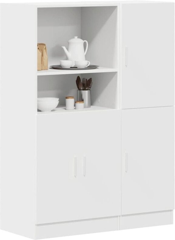 vidaXL 2-tlg. Küchenschrank-Set Weiß Holzwerkstoff