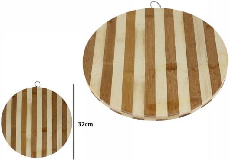 Trade Shop - Baby Schneidebrett 'Holz Bambus natürliche Tischplatte Runde Küche 32 cm 58376 -