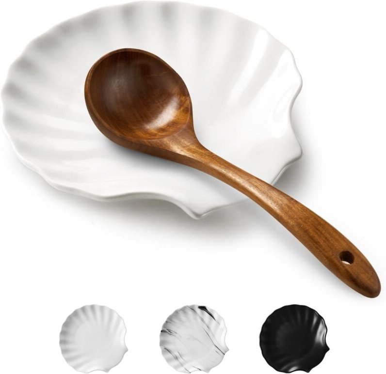 Weißes, zweiteiliges Regal für Topfdeckel und Löffelhalter