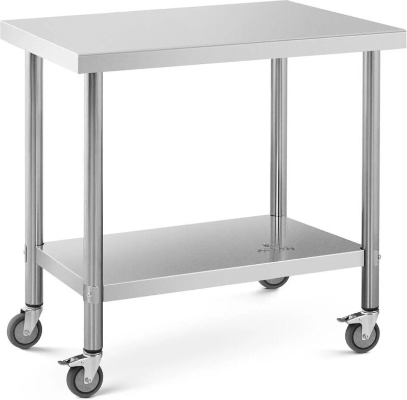 Royal Catering - Rollbarer Edelstahl Arbeitstisch Edelstahltisch Gastrotisch 60 x 90 cm 145 kg