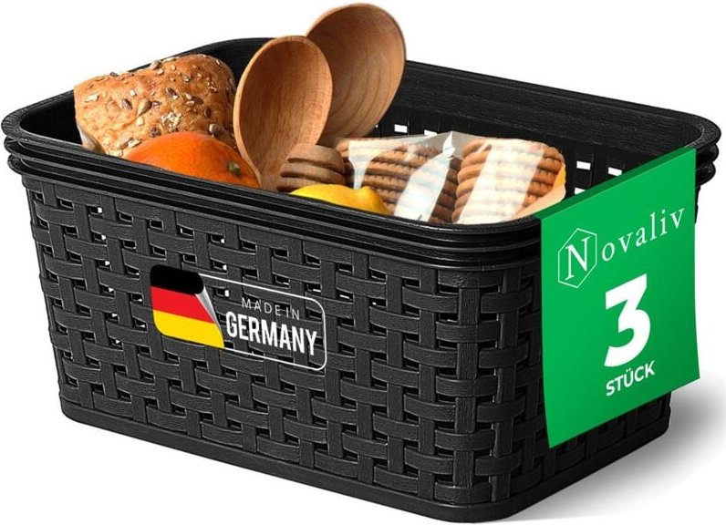 3x Novaliv Aufbewahrungsbox 3x Aufbewahrungskorb Rattan