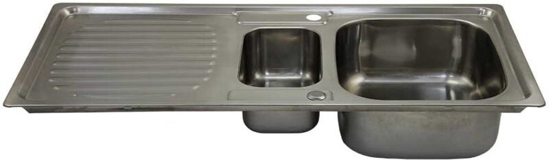 MonsterShop Küchenspüle – Edelstahl, wendbar, 1,5 Schüssel, 105x18x50 cm