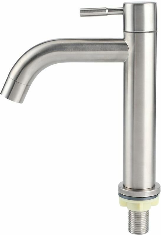 Jalleria - G1/2-Einzel-Kaltwasserhahn aus gebürstetem Edelstahl mit großem Einloch-Waschbecken