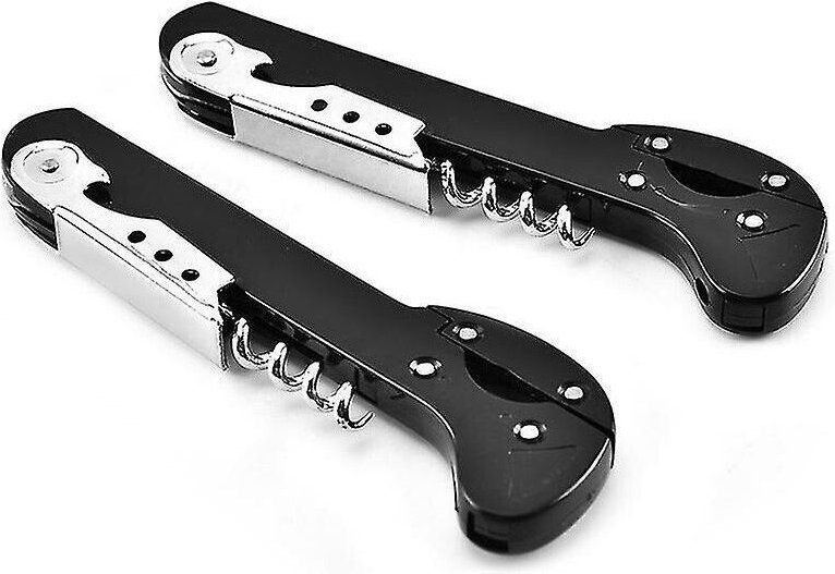 Waiters Friend Flaschenöffner mit Folienschneider, Korkenzieher, 2 Stück (Schwarz)