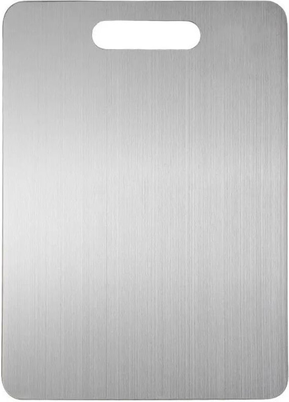 Dickes Schneidebrett aus Edelstahl, 34 x 23 cm – beidseitig aus Edelstahl – BPA-frei – geeignet zum Kochen, Zubereiten v...