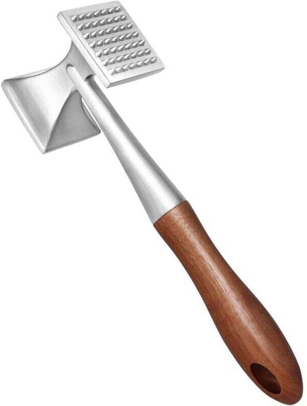 2-teiliger Fleischklopfer, robuster Fleischzartmacher, Fleischhammer mit Holzgriff und lebensmittelechter Zinklegierung,...