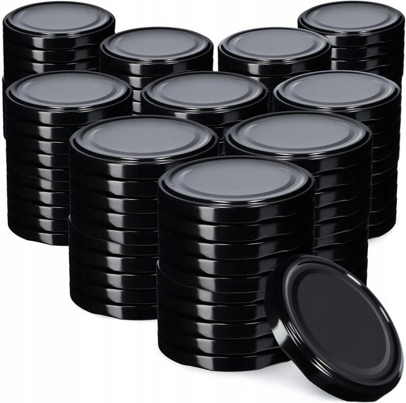 Kadax - Schraubdeckel fi82 mm, Twist-Off-Deckel aus Metall,100 Stück,Schwarz
