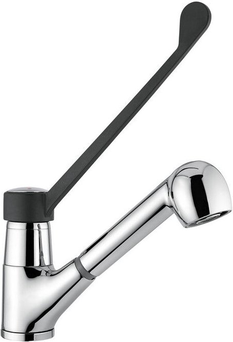 Idral - Einloch-Einhandbatterie mit schwenkbarem Auslauf und herausziehbarer Brause. Klinische Hebelsteuerung