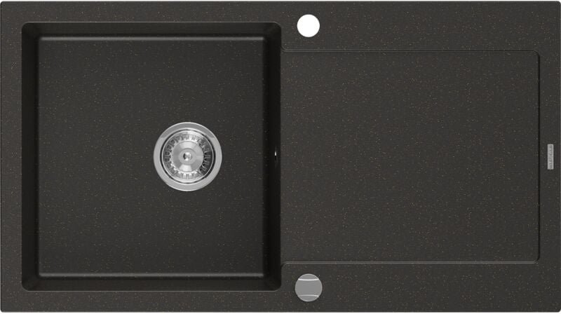 Leo Granitspüle mit einem Becken und einer Abtropffl√§che 900 x 500 mm, Schwarz/Gold Metallisch - 6501901010-75 - Mexen