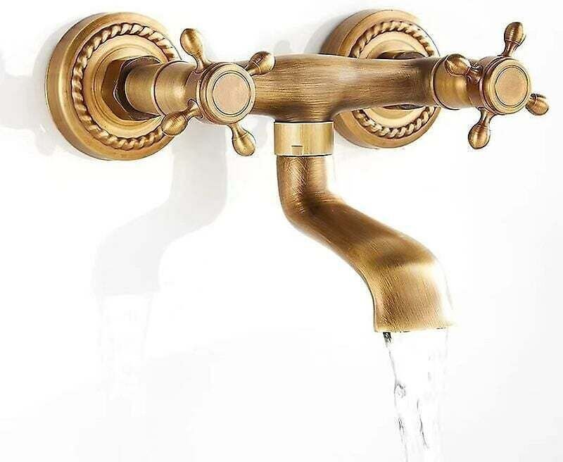 Vintage-Kupfer-Wandarmatur, antike Küchenspüle mit 180-Grad-Drehung und Warm- und Kaltwasseranschluss (Cisea).