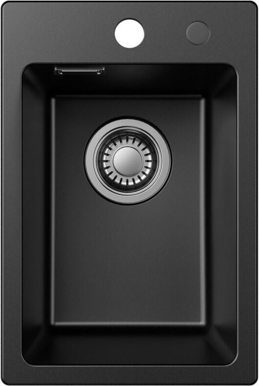 Granitspüle 30 x 45 cm Spülbecken Granit, Küchenspüle klein Granit Einbauspüle mit Siphon Ab- und Überlaufgarnitur