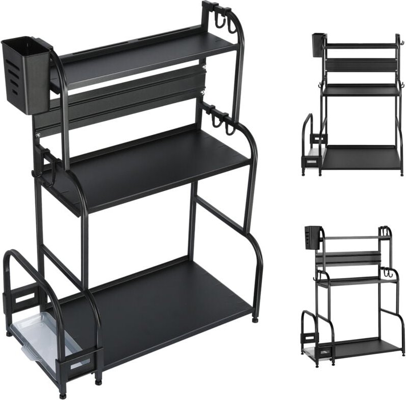 Gewürzregal aus Metall, Gewürzhalter mit 6 Haken, für die Esszimmerküche - mit Utensilienhalter - Schneidebrett-Halter -...