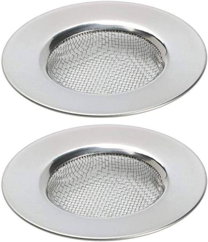 Set mit 2 Edelstahl-Küchenspülen-Ablaufsieben, silberfarben