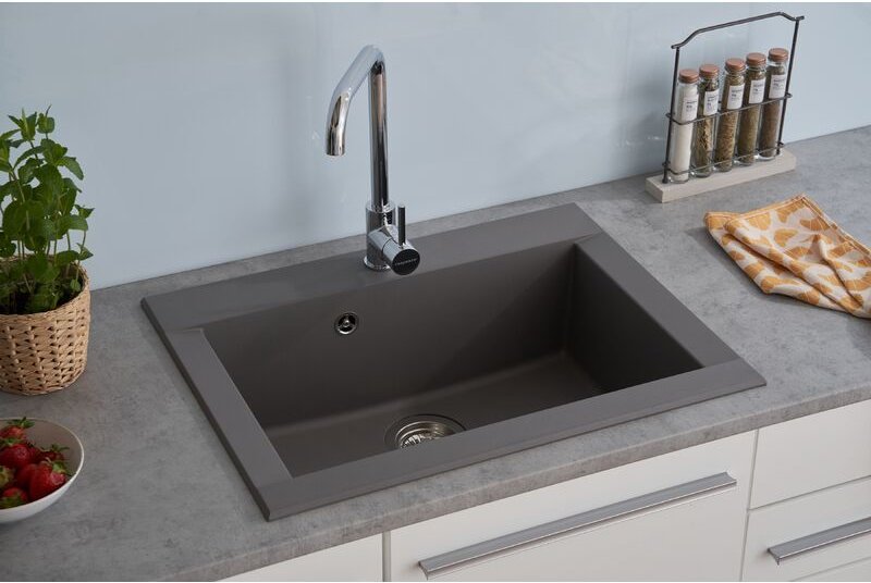 Küchenspüle Einbauspüle Spüle Granit Mineralite 66 x 50 Grau Respekta Ohio
