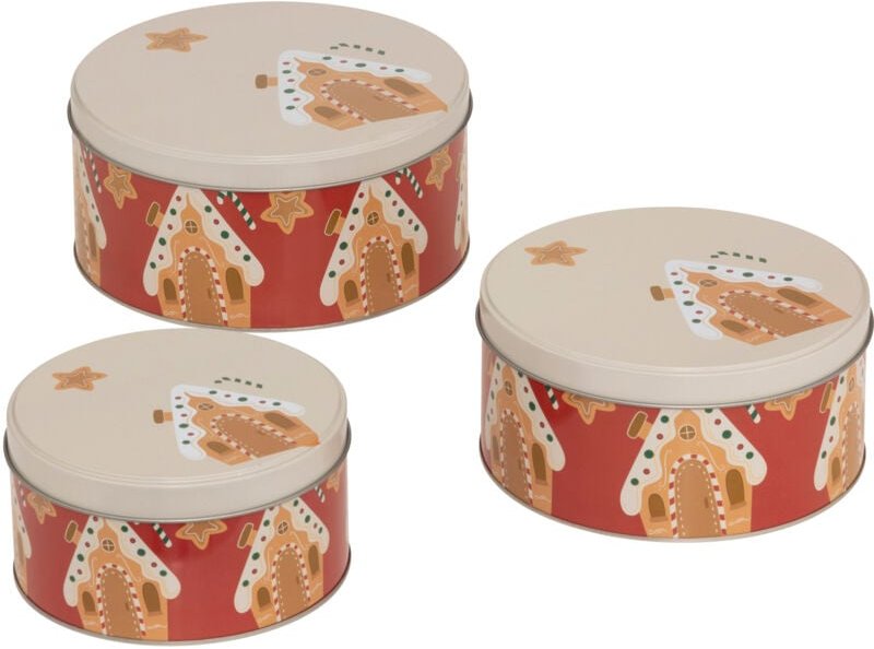 Runde Keksdose aus Metall, 3er-Set