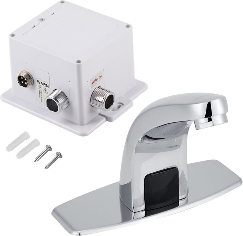 SUNXURY Automatischer Infrarot-Sensor-Wasserhahn für Küche und Badezimmer, Spüle, Kaltwasserhahn mit Steuerkasten