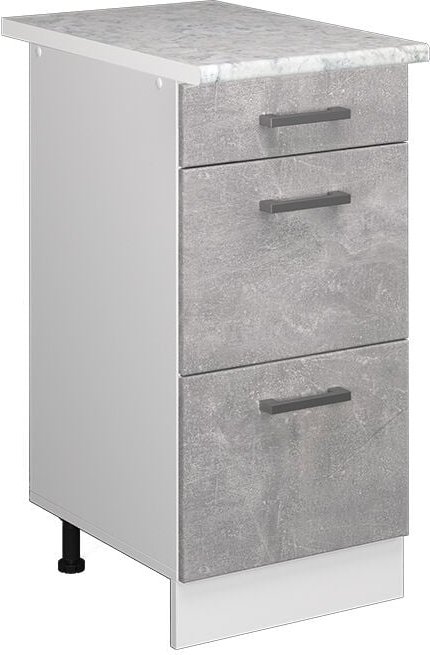 Vicco - Küchenunterschrank R-Line, Beton, 40 cm mit Schubladen, ap Marmor