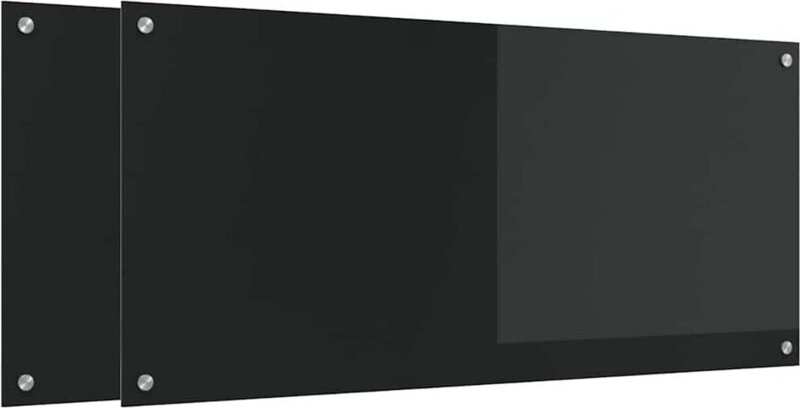 Küchenrückwand 2 pcs Schwarz 110 x 50 cm Gehärtetes Glas vidaXL