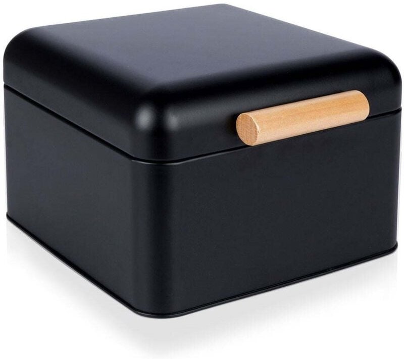 Excellent Houseware - Brotkasten aus Metall mit Holzgriff, 22 x 20 x 14 cm