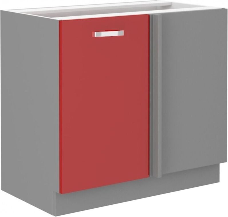 Küchen Preisbombe - Eckunterschrank 105 Bianca Rot Hochglanz Küchenzeile Küchenblock Küche Rose