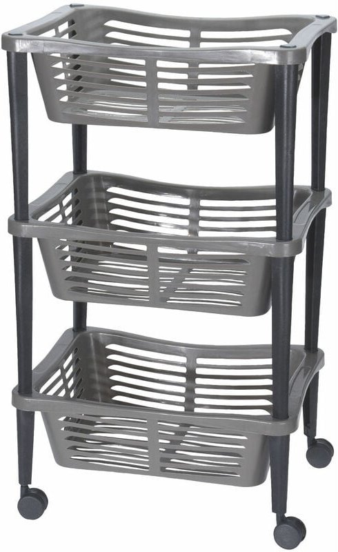 Küchenwagen auf Rollen mit 3 Körben - 69 x 40 cm - Rollwagen für Küche und Bad Küchenregal Nischenwagen