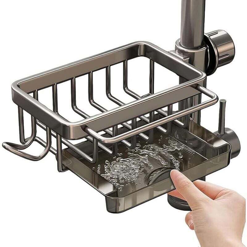 Étagère de rangement pour robinet d'évier, porte-éponge à vaisselle fixé au robinet, bac de récupération, support de ran...