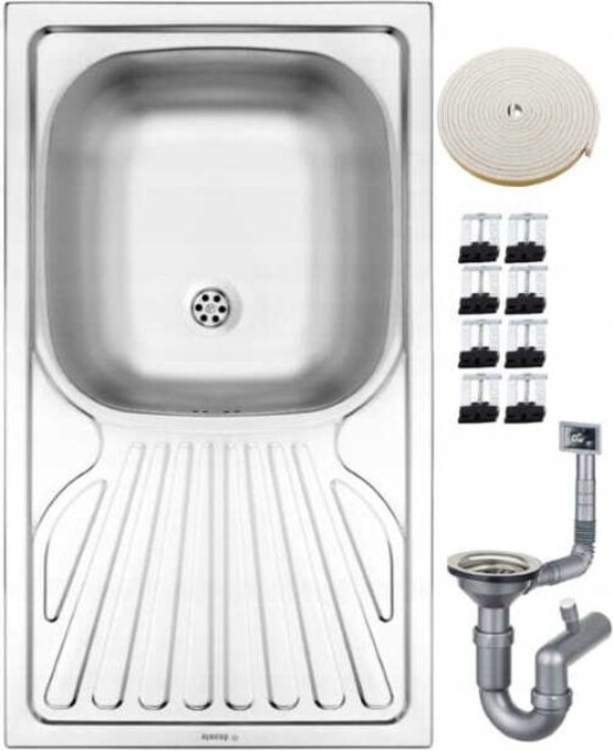 Einbecken-Einbauspüle aus Stahl 76 x 43 cm