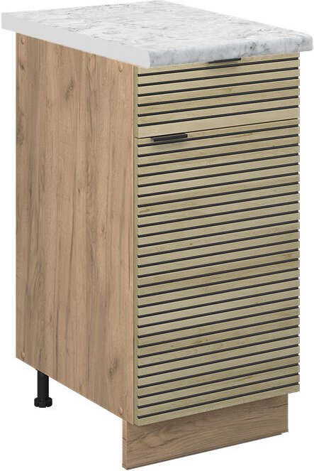 Küchenunterschrank Fame-Line, Eiche Paneel, 40 cm , AP Marmor, Vicco