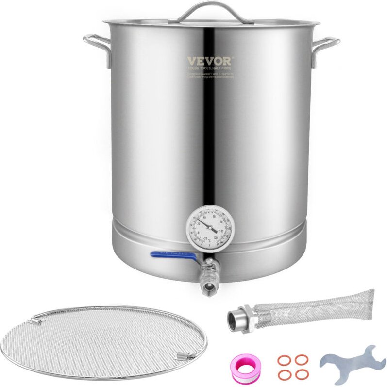 Bierbraukessel Bierbrauanlage 60,56 l Bierbrauset Maischekessel 400 x 480 mm, Edelstahl Bierbrauanlagen mit doppelter Te...